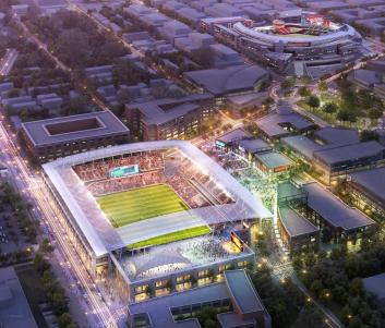 Rendering of new proposed MLS DC United stadium.  